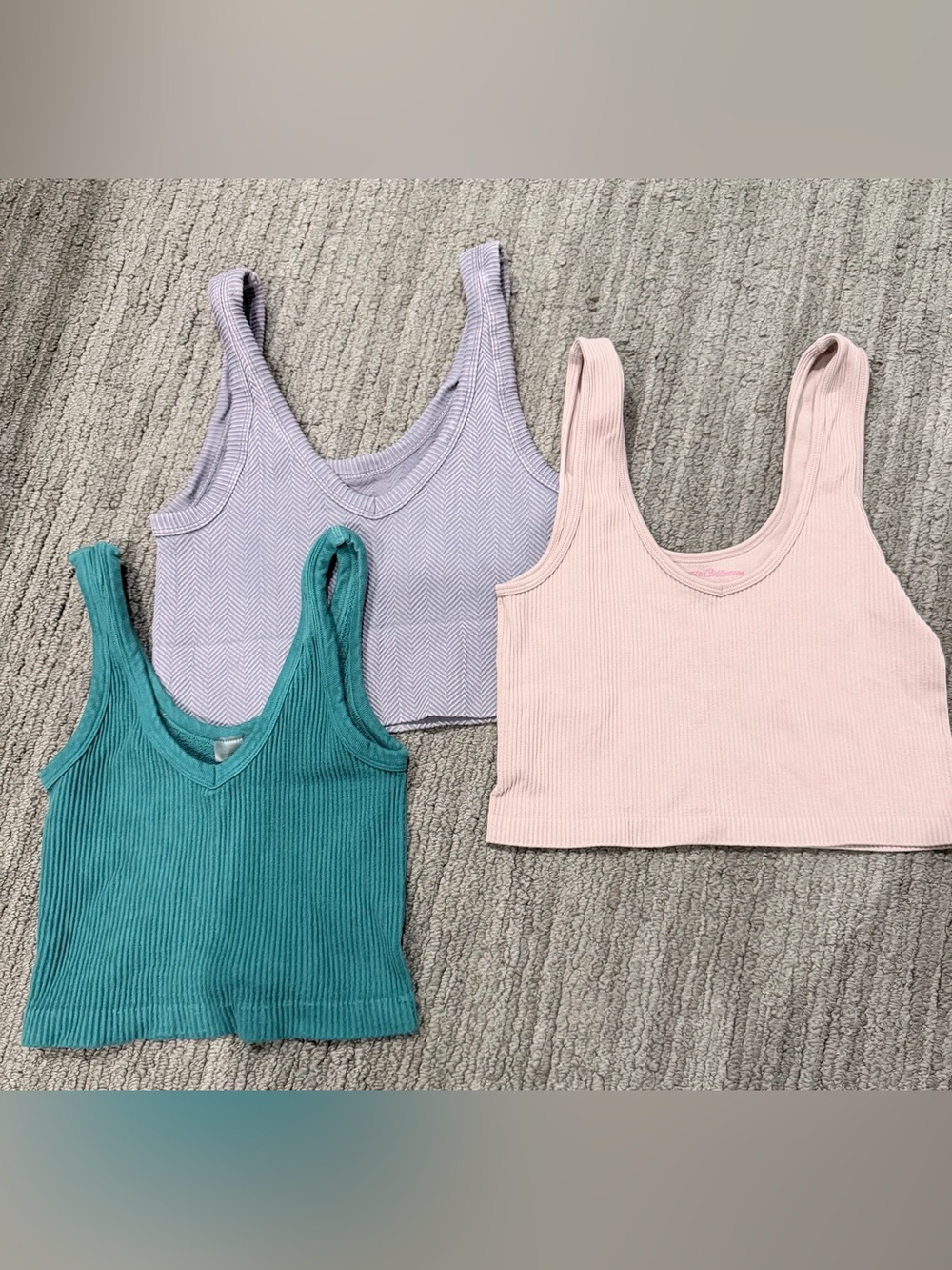 Women's Ribbed Crop Tank Top - Pink, Lavender & Teal